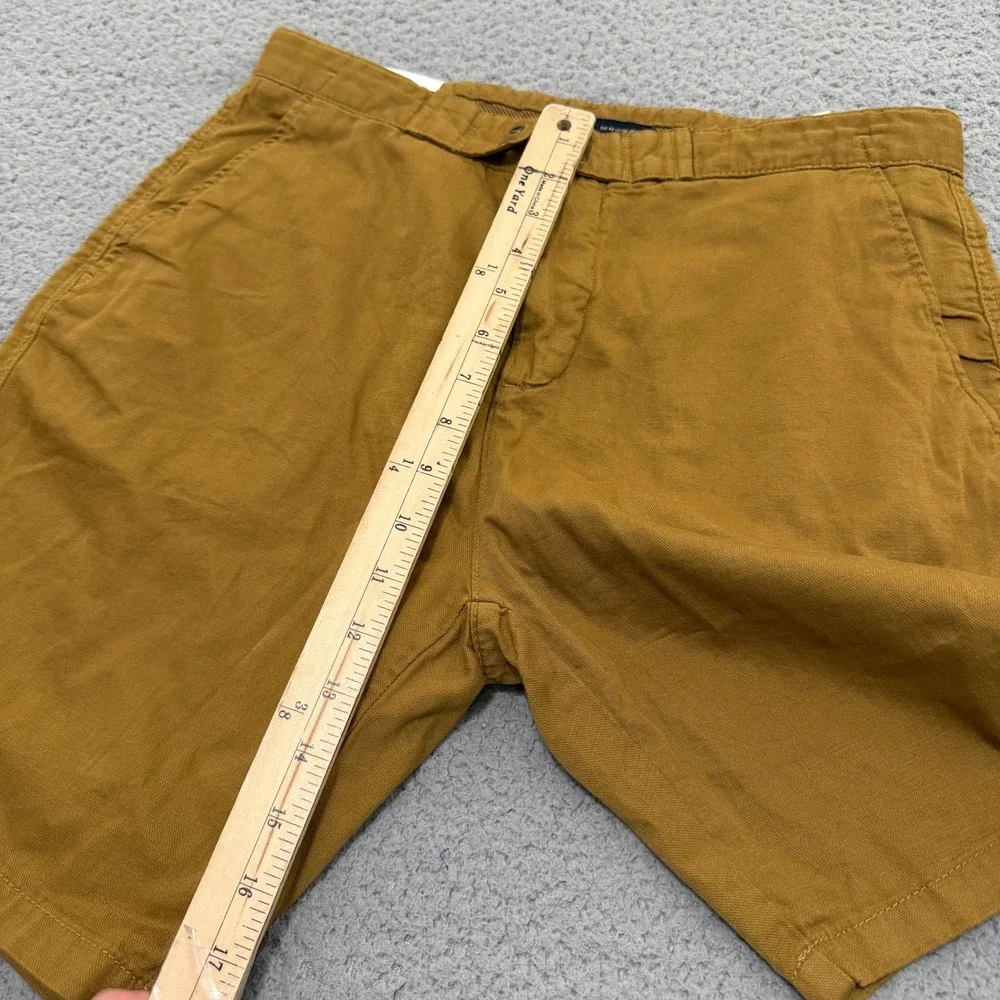 Zara Man Chino Shorts Mens 32 Brown Cotton Linen Blend NEW